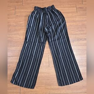 Maurices Black Pinstripe Wide-Leg Chinos